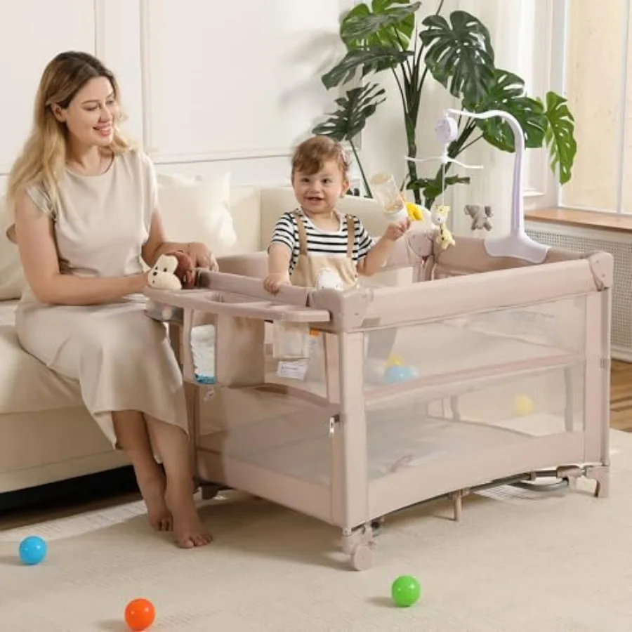 

Многофункциональный портативный манеж-кровать 5 в 1 для путешествий, складной манеж-кроватка для малышей, прикроватная люлька, пеленальный столик