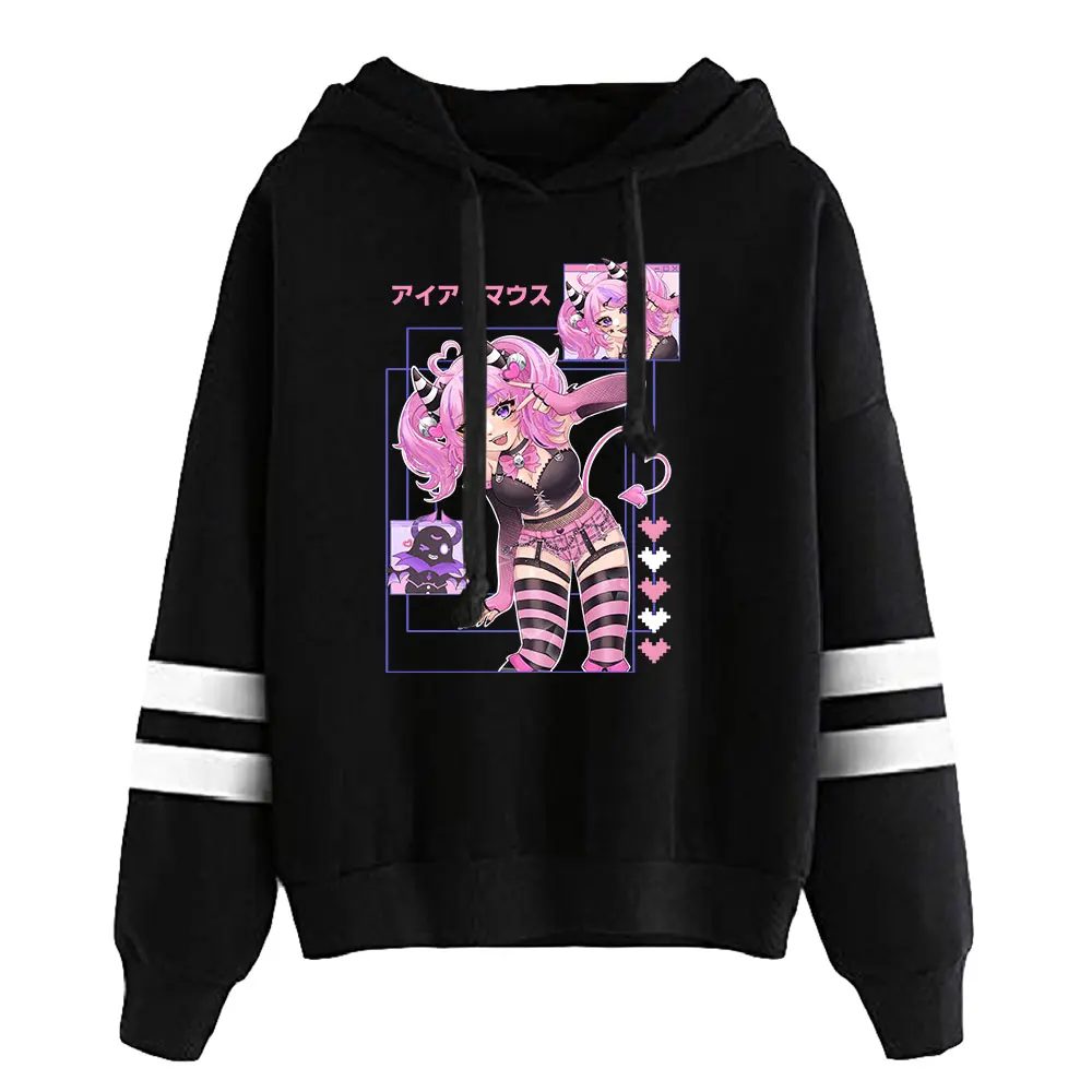 Ijzeren Vtuber Unisex Pocketless Parallelle Staven Mouw Sweatshirts Heren Hoodie Harajuku Streetwear Anime Kleding