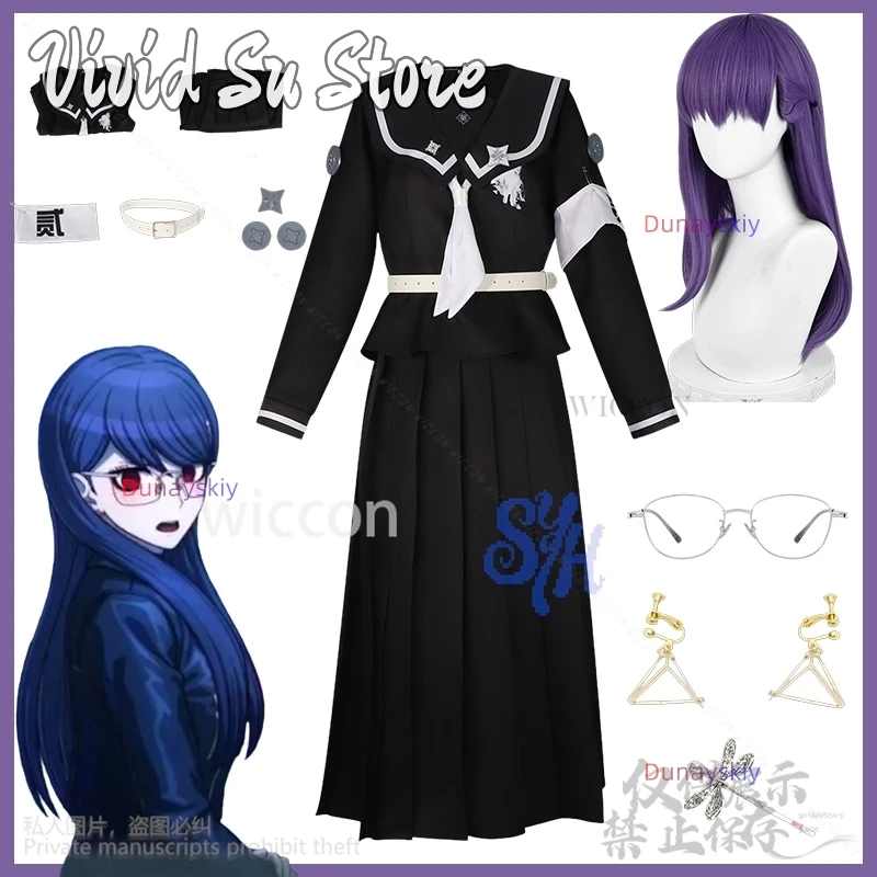 

Shizuhara Hiruko Game The Hundred Cosplay Anime Japanese Long Black Dress Goth Jsk Lolita Cos School Uniform Halloween Party Cos