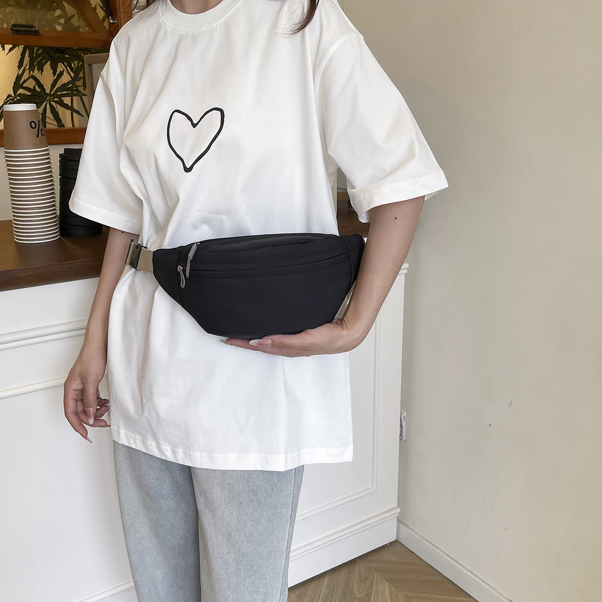 Fanny Pack Half Moon Damen Brusttasche Große Kapazität Sling Bags Umhängetasche Multifunktionale Hüfttaschen Reisen – Detail 3