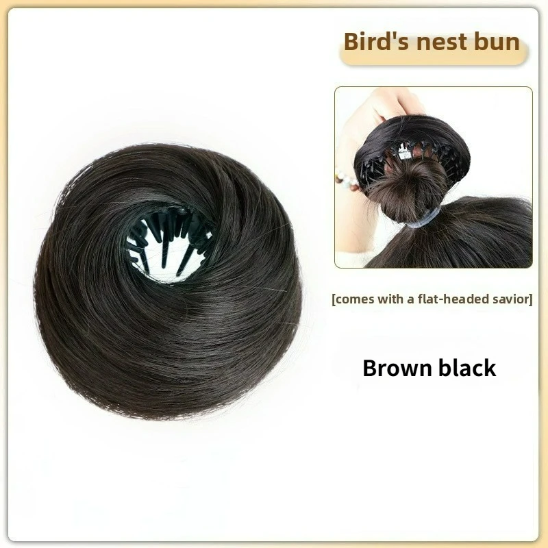 الاصطناعية عش الطيور كعكة رئيس شعر مستعار Chignon الفرقة الشعر التمديد مطاطا Scrunchie للنساء الآسيوية زيادة الشعر بسرعة #6