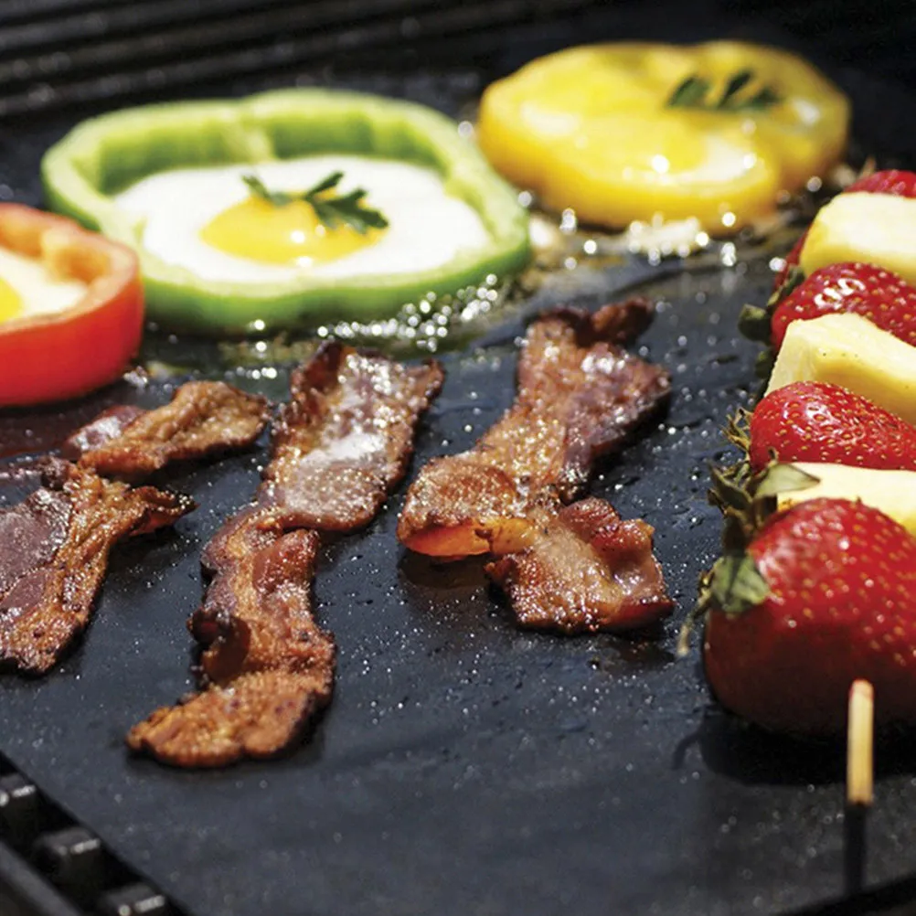 3Pcs Heat Resistant Nonstick Bbq Grill Mats Tpfe for Gas Grill Oven Baking Microwave Reusable Barbecue Mat Outdoor Grilling view 4