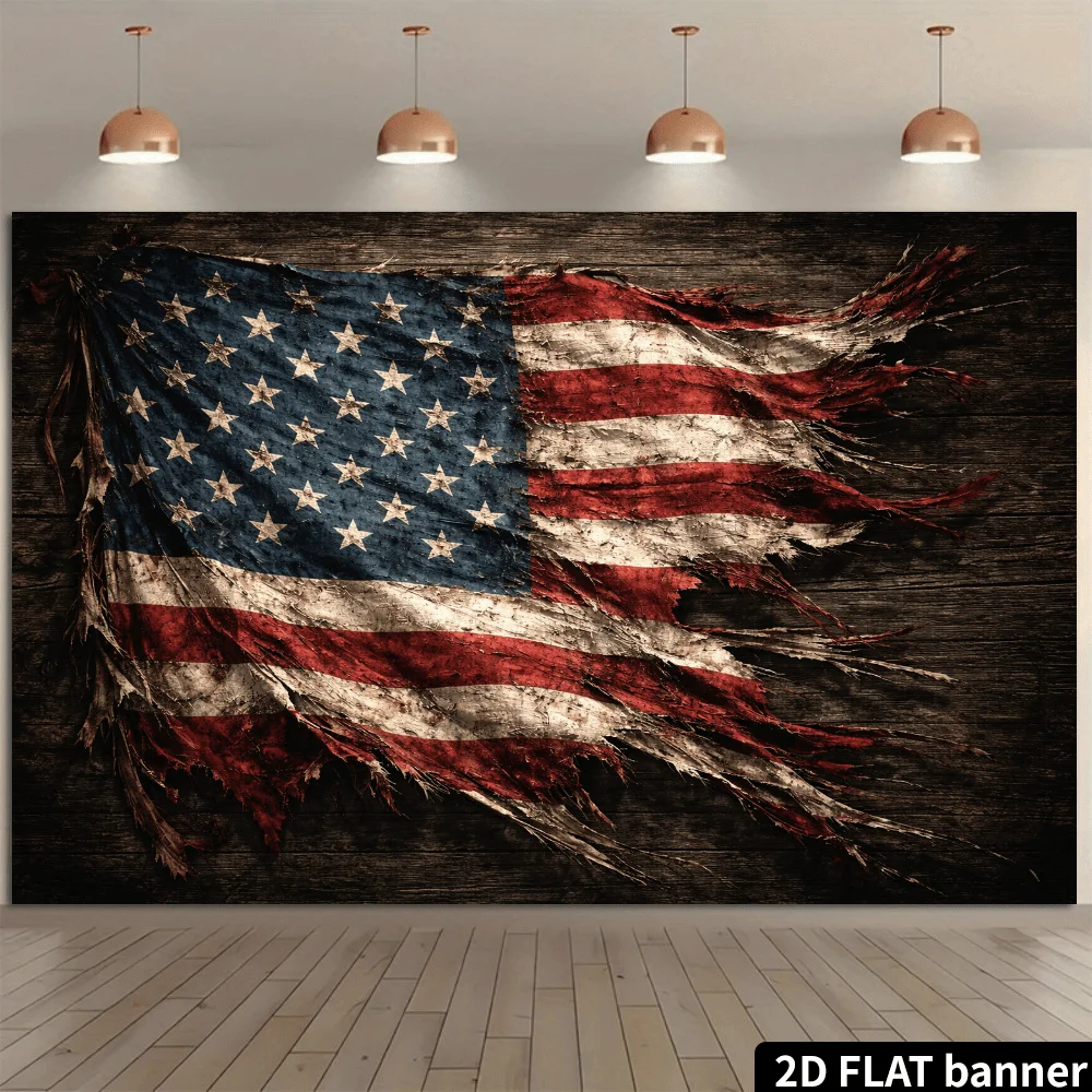 Rustic Grunge American Flag Tapestry Polyester Wall Hanging Patriotic USA Decor Art for Home Military Theme Gift Banner