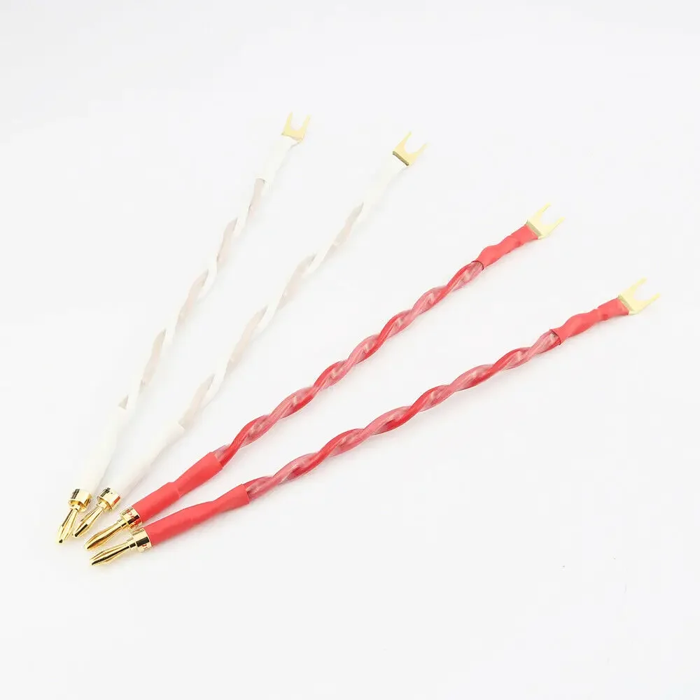High Quality 4pcs Speaker Bridge/Jumper Audio Cable, Canare 4S12F (2.8mm²x4), Banana to Spade(Y) Terminals