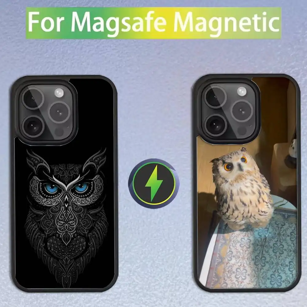 

Pet Cute Owl For iPhone 17,16,15,14,13,12,11,Pro,Max,Plus,Mini,SE4,E Magnetic For Magsafe Wireless Phone Case