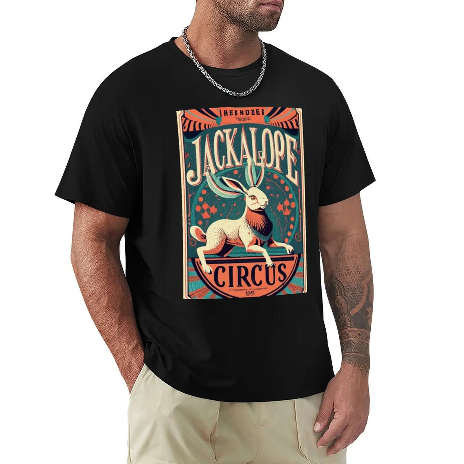 

Vintage jackalope design T-Shirt Soft Casual Short Sleeve Cotton Tee