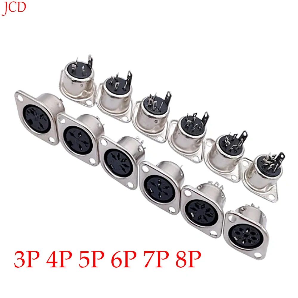 2Pcs Computer Keyboard Plug 3P 4P 5P 6P 7P 8P DIN S Terminal Connector Female Socket Mount adapter SOLDER MIDI cable connector