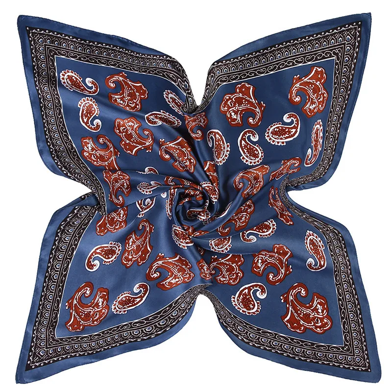 Bohemian Cashew Flower Square Scarf Luxury Brand Bandanna Silk Scarf Women Head Band Scarf 2024 Fashion Professional Neckerchief