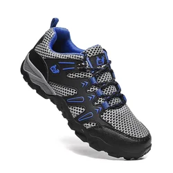 Baskets en maille respirante pour hommes, chaussures décontractées d'extérieur souples, chaussures de randonnée noires légères, chaussures de course à la mode, été, grande taille, 2023