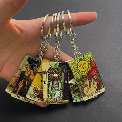 Acrylic Sun Moon Tarot Card Game Keychains For Friend New Creative Funny Devil Oracle Cards Pendent Bag Box Car Key Ring Jewelry