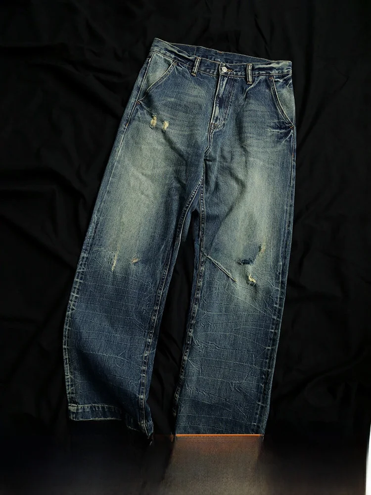 

Ретро джинсы с эффектом тай-дай, с высокой талией, широкими штанинами, из денима, молодежные, модные, износостойкие, хлопковые, прямого кроя, свободного покроя