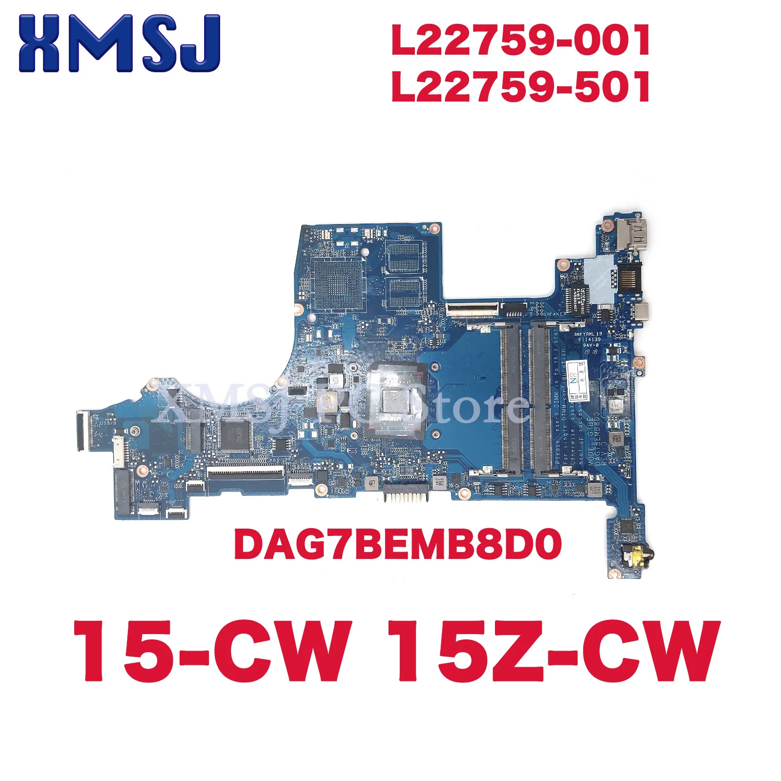 XMSJ For HP Pavilion 15-CW 15Z-CW Laptop Motherboard L22759-001 L22759-501 DAG7BEMB8D0 G7BE With A9-9425 CPU 100% Test OK