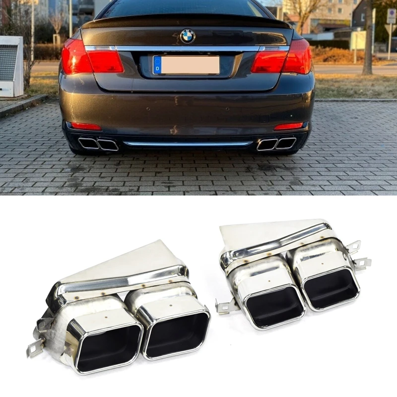 Quad Car Exhaust Tip For BMW F01 F02 730i 740i 2008+ Up To  760i Looks Muffler Tips Nozzle Tailpipe Exhaust System Tips