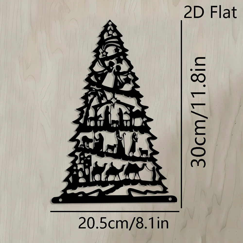 1 قطعة مشهد ميلاد معدني على الطراز البوهيمي زخرفة شجرة عيد الميلاد مع ، الراعيين والوايز ، ديكور عطلة متين للمنزل
