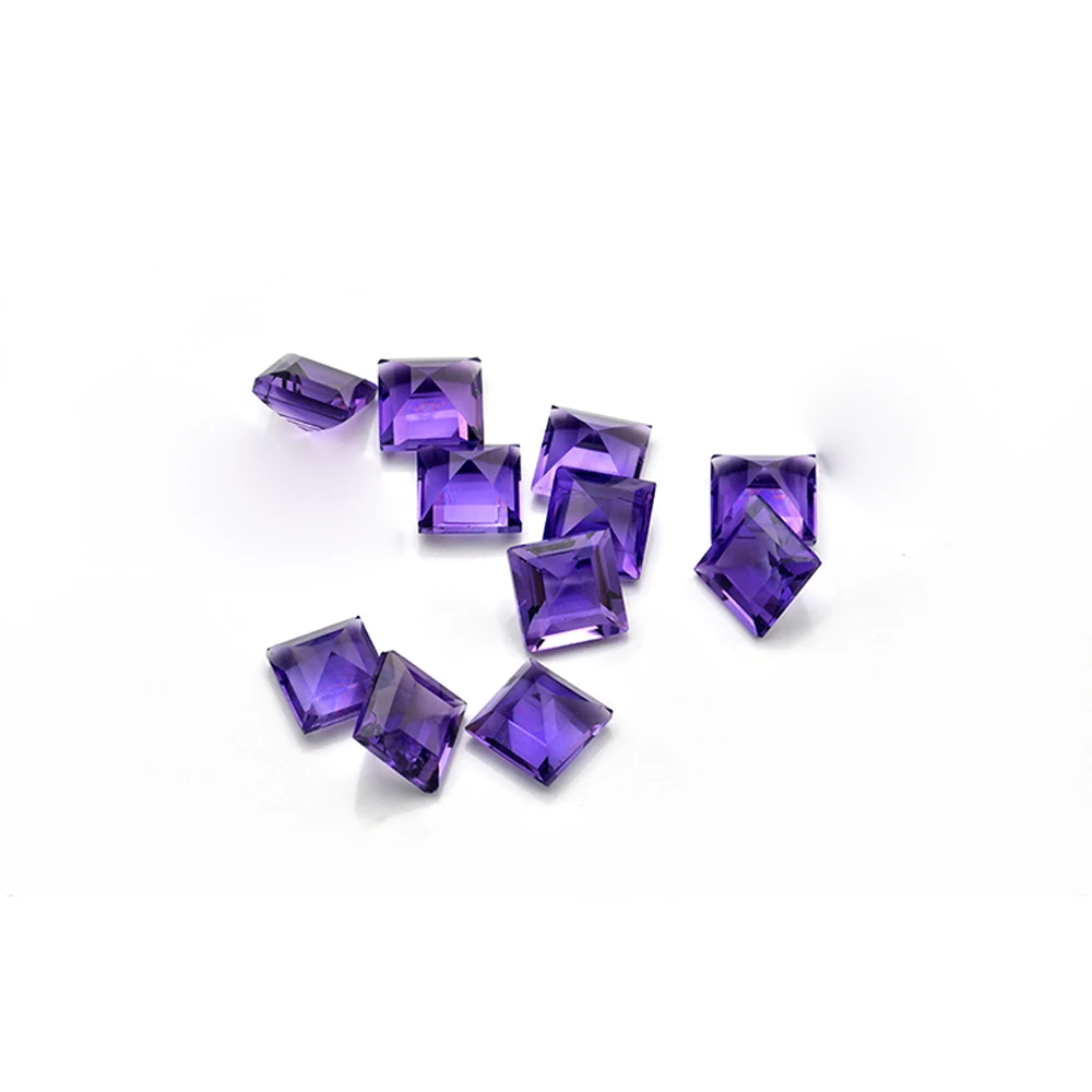

10pcs Lot Purple Amethyst Natural Stone Facet Square Brilliant Cut 7x7mm-10x10mm Semi-Precious Loose Gemstone For Jewelry Making