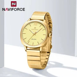 NAVIFORCE-reloj dorado de lujo para mujer, pulsera de acero inoxidable, resistente al agua hasta 30M, elegante