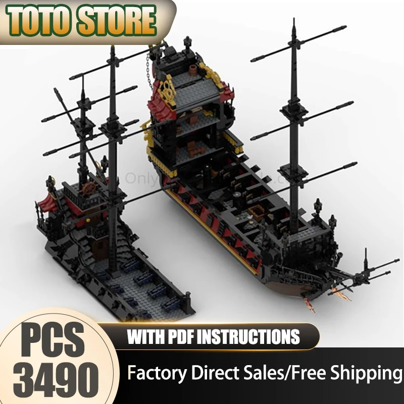 

Moc Building Bricks Queen Revenge Pirates Ship Model Building Technology Modular War Ship Model Blocks Construstion Toy Gifts