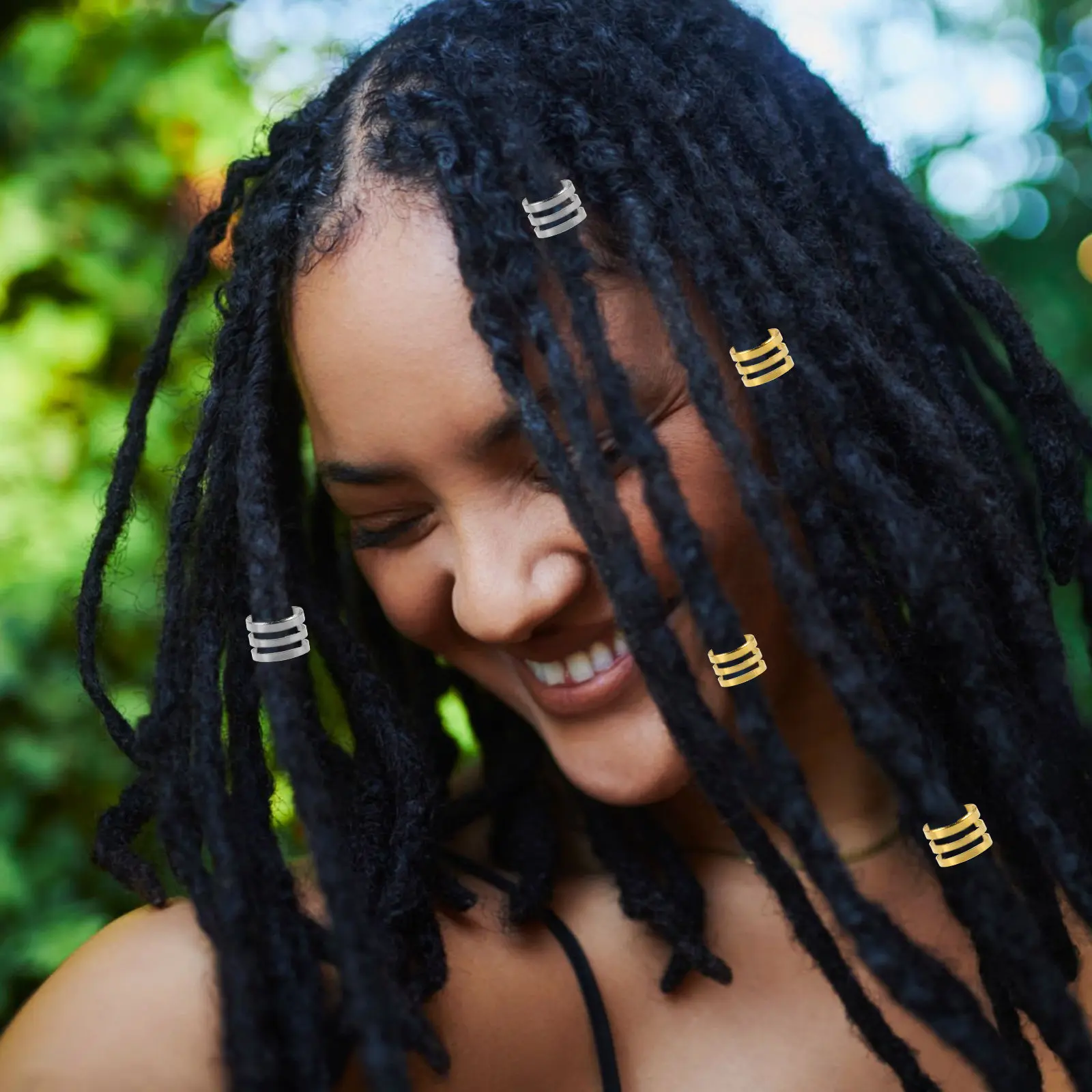 200 Pcs Dreadlock Braids Hair Accessories Dreadlocks Jewelry Adjustable Rings for Women Clips