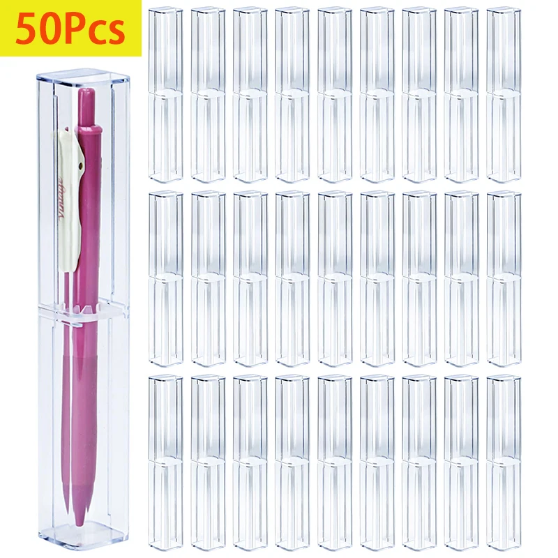 

50Pcs Transparent Pencil Case Pencil Gift Box Pencil Organizer Case Clear Pen Holder Pencils Storage Box Container