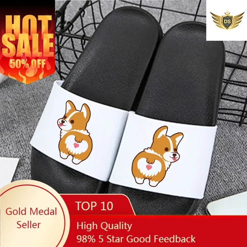 Butt Funny Corgi Slippers women casual cute graphic home Slippers woman flip flops Bathroom Slide Women indoor Slippers