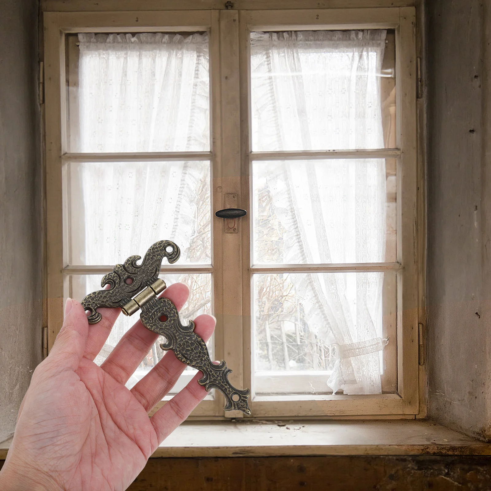 

1Set Retro Style Hinges Zinc Alloy Material for Household Doors Windows Furniture Easy Install Fine Workmanship