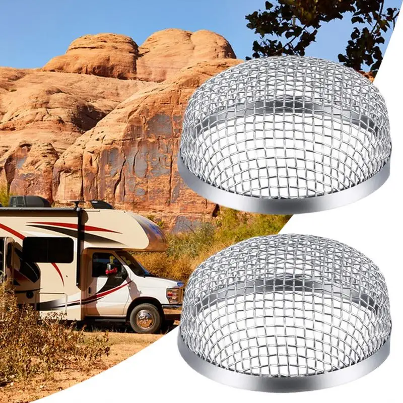 RV فرن تنفيس الشاشة 2 قطع الفولاذ المقاوم للصدأ RV سخان تنفيس غطاء السيارات الستائر لغرفة المعيشة مقطورة وقوف السيارات السفر
