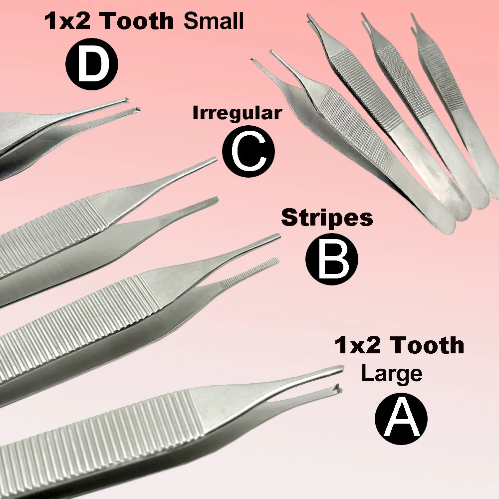 Dental Extraction Forceps Tissue Tweezer 1x2 Stainless Steel for Wound Dressing Home Organization Endodontic Applications