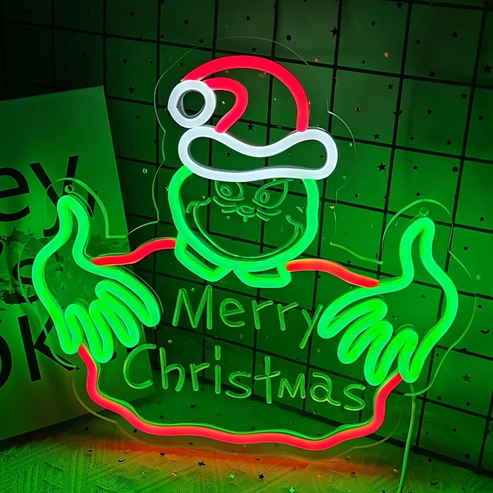 Merry Christmas Neon Sign for Wall Decor LED Light Up Sign Suitable for Living Room Clothing Store Man Cave Birthday Gift