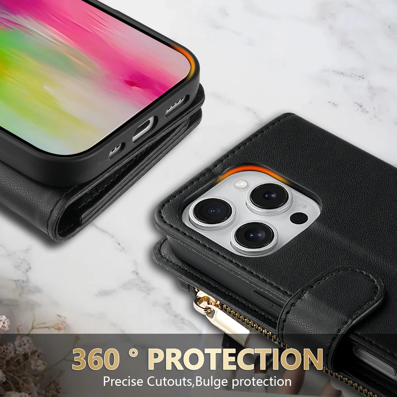 Wallet Small Fragrance Zipper Card Slot Magnetic Flip Leather Case For iPhone 18 Pro Max 17e Air 16 Plus 15 14 13 Mini Cover view 5