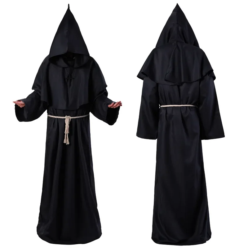 

Wizard Cloak Halloween Medieval Christian Friar Priest Robes Witch Cape Party Death Ghost Vampire Devil Cosplay Costumes