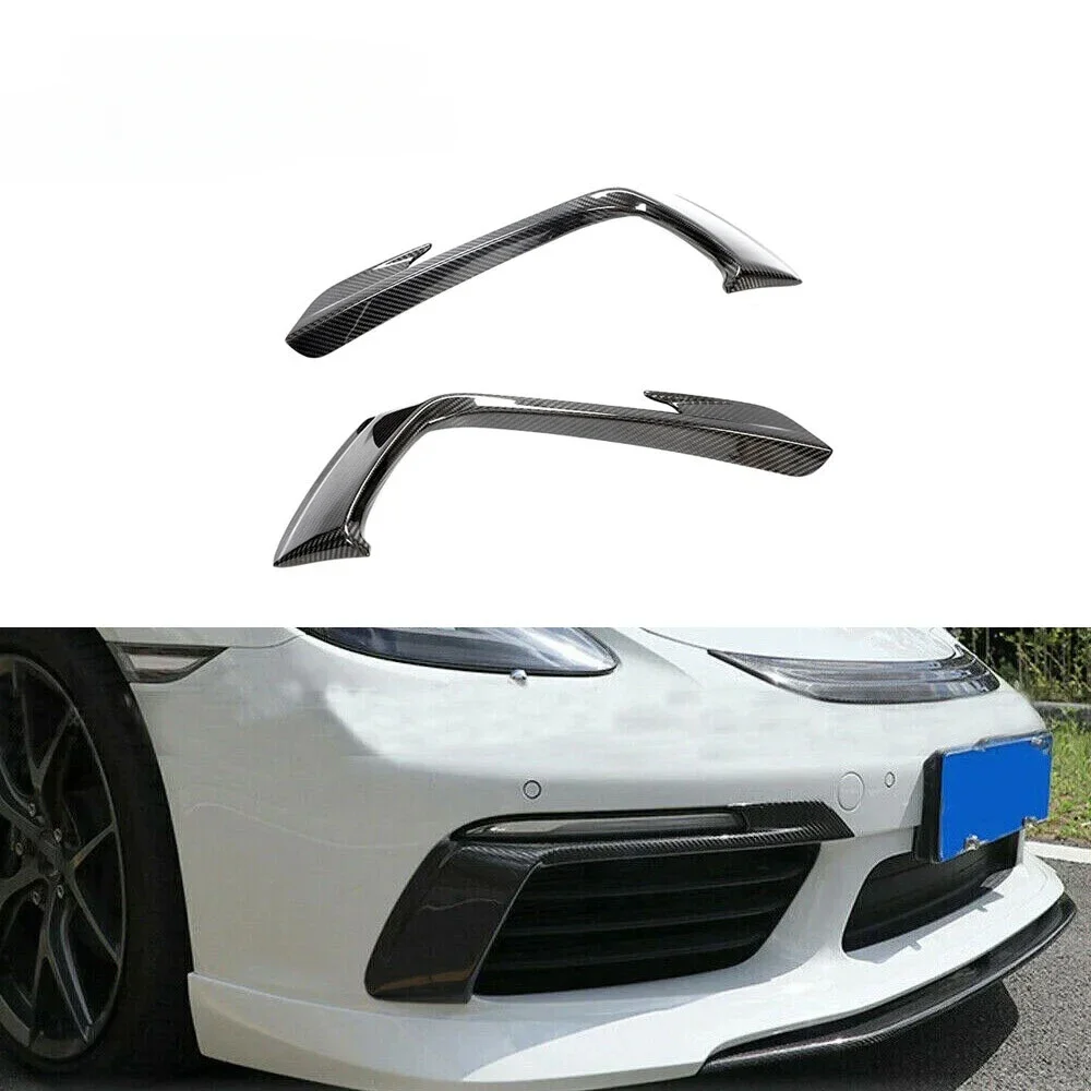 JCSPORTLINE Carbon Fiber 718 Front Bumper Canards for Porsche 718 Boxster Cayman 2-Door 2016-2019