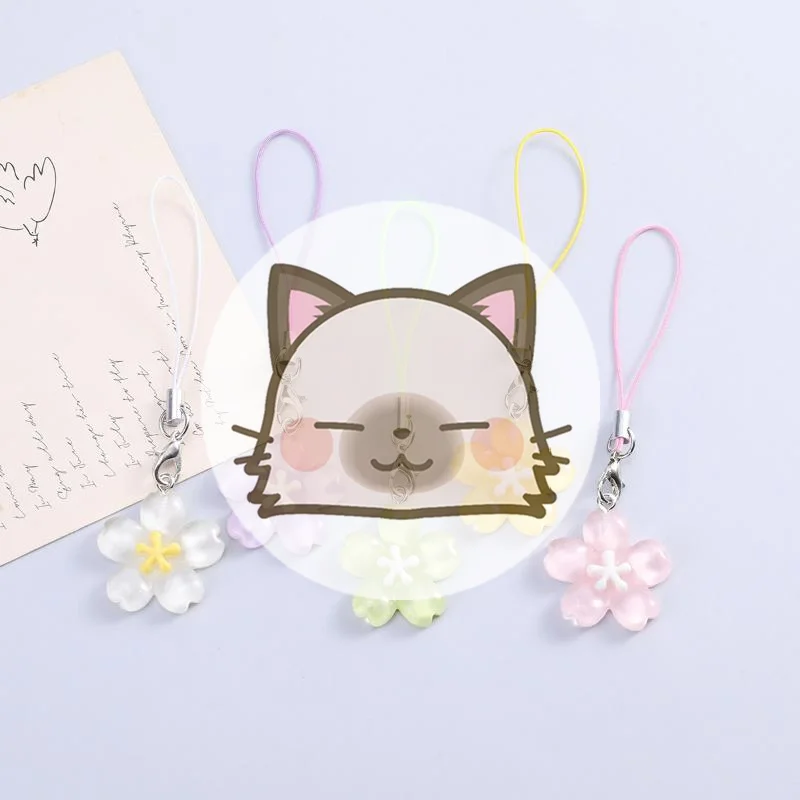 

Креативный милый цветочный ремешок для телефона, брелок-подвеска в форме цветка сакуры, модный аксессуар для рюкзака, подарок для пары