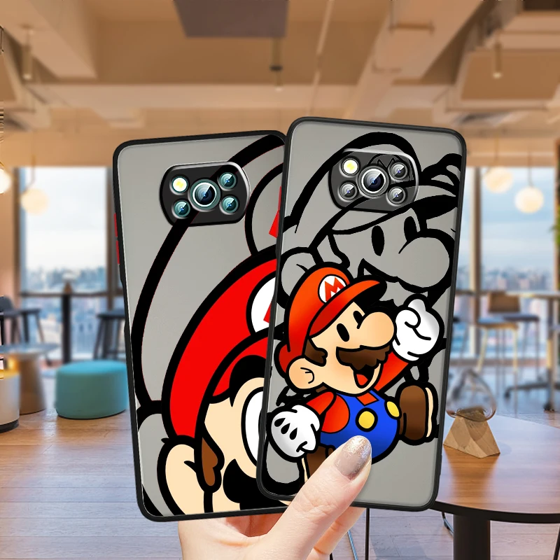 

Mario Cool Cute Cartoon Frosted Translucent For Xiaomi Mi Poco X5 X4 X3 M6 M5S M5 M4 M3 F5 F4 F3 GT Pro 5G Funda Phone Case