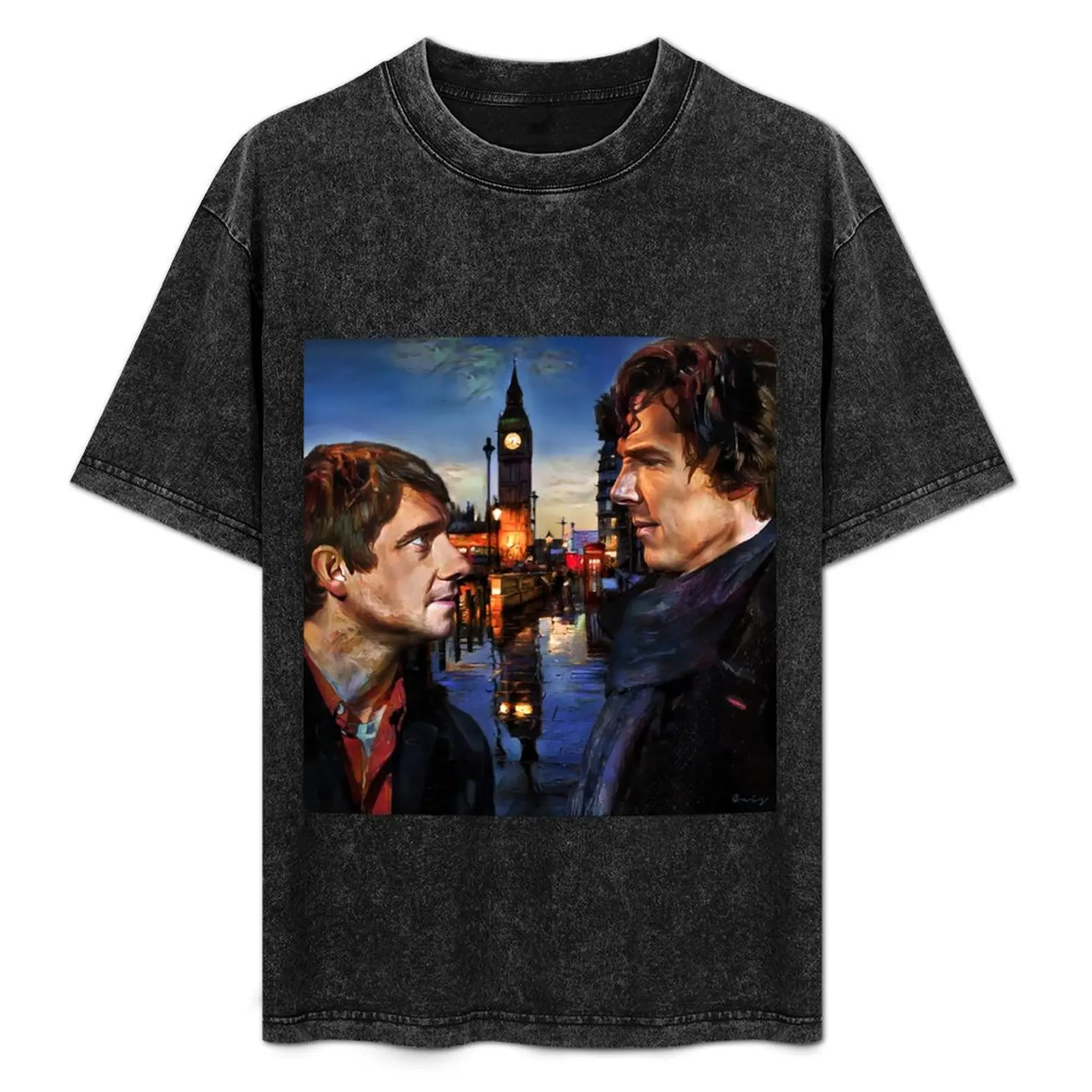 

John and Sherlock in London T-Shirt Stylish Print Short Sleeve Tee