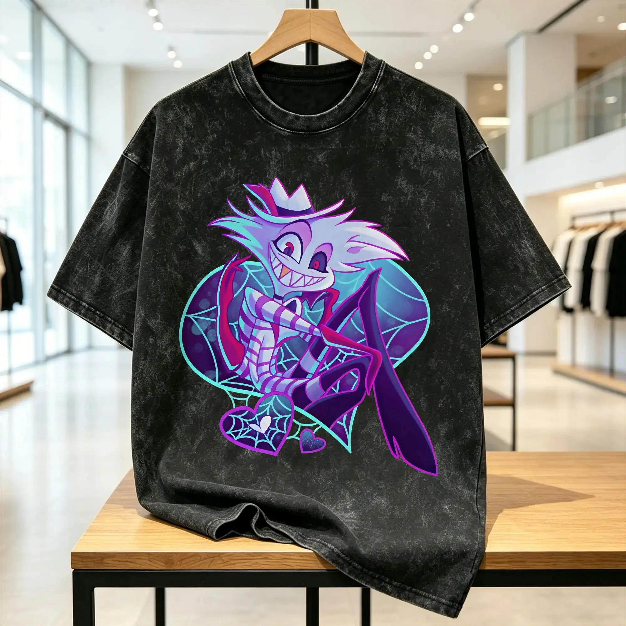 Leisure Helluvas Bosses Characters T-Shirt Men Crewneck Cotton Washed T Shirt  Short Sleeve Tees Gift Idea Clothing