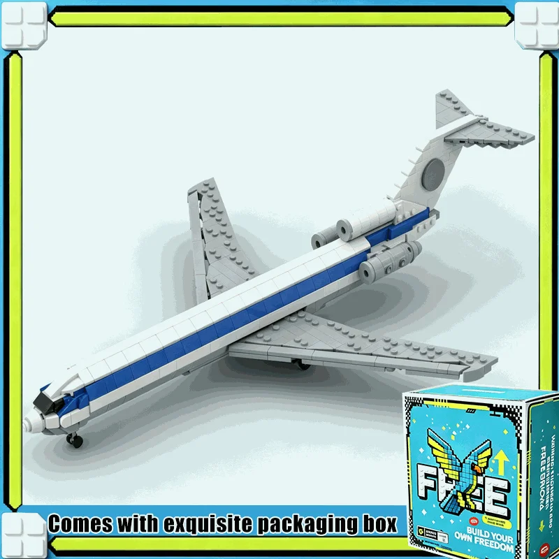 812PCS Classic Three Engine Jet Airliner Large Scale Model Building Blocks Set Civil Aviation Plane Bricks DIY Display Gift