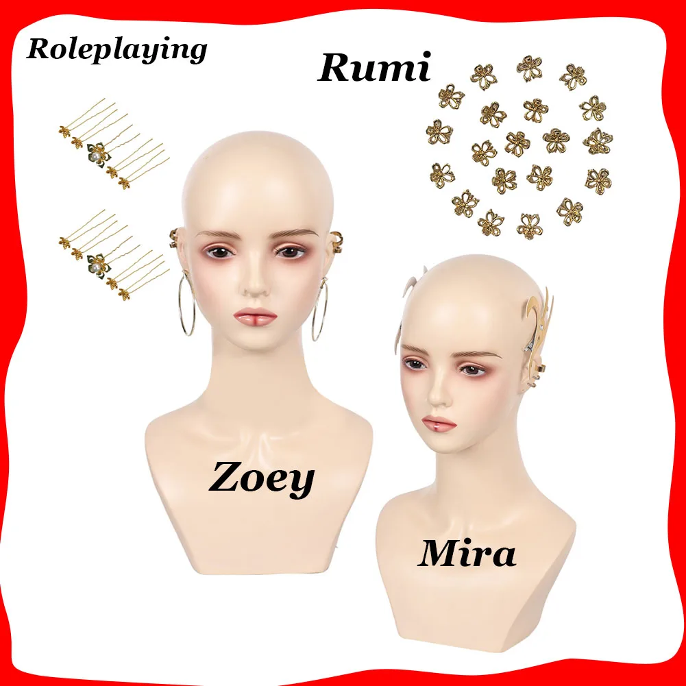 

Rumi Zoey Mira Demon Hunter Cosplay Earrings Hairclip Costume Accessories Hairpin Halloween Carnival for Women Girls Halloween