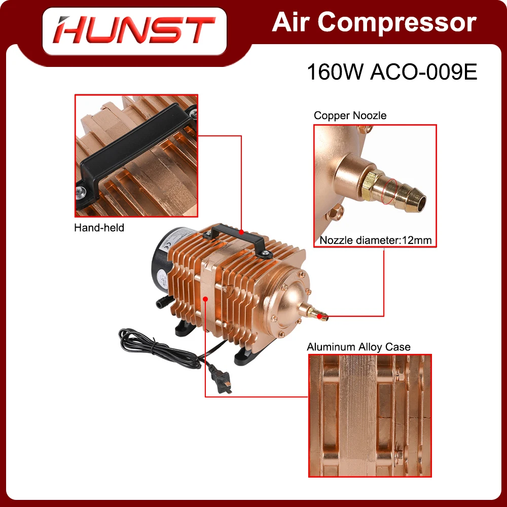 Imagem -04 - Máquina de Corte de Gravação a Laser Compressor de ar Bomba de ar Solenóide Acessórios Aco009e 160w Hunst-co2