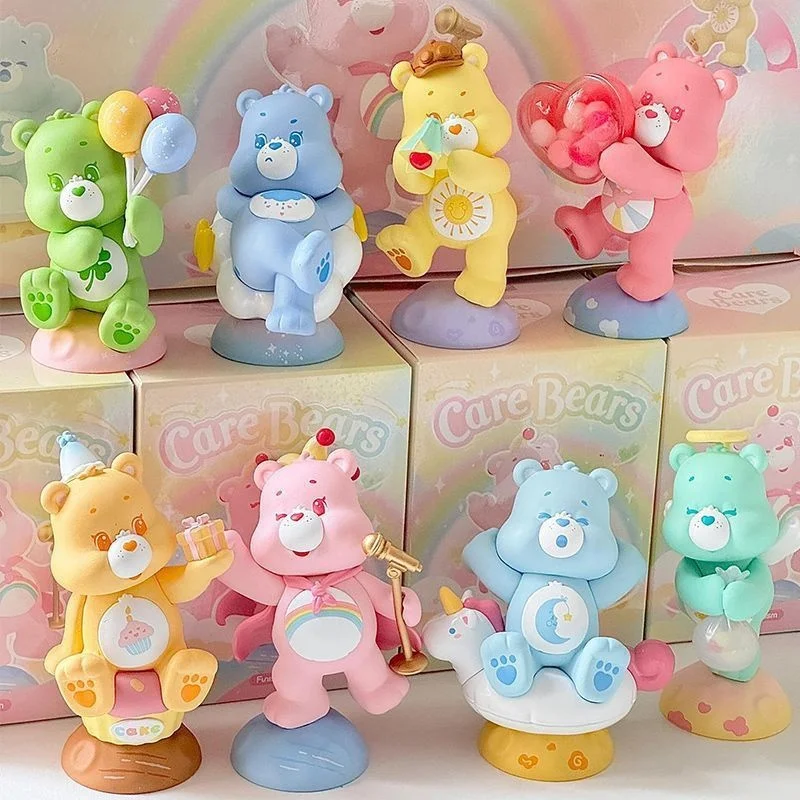 Miniso Care Bears Healing Planet Series صندوق أعمى صندوق غامض Caixa Sorpresa شخصيات كرتونية سطح المكتب حلية هدايا عيد الميلاد