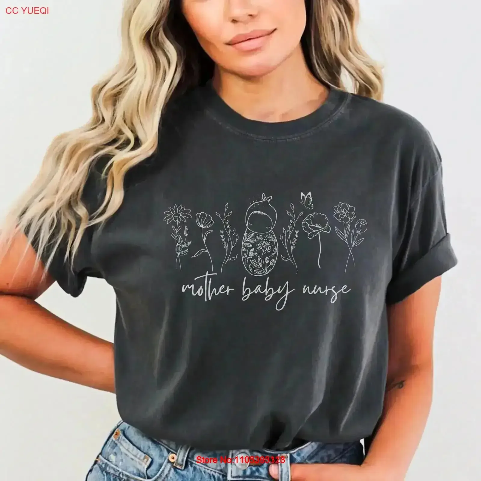 Mother Baby Nurse T Shirt for MBU Wildflower Postpartum Maternity Grad vintage Washed Soft fashion streetwear Comfortable