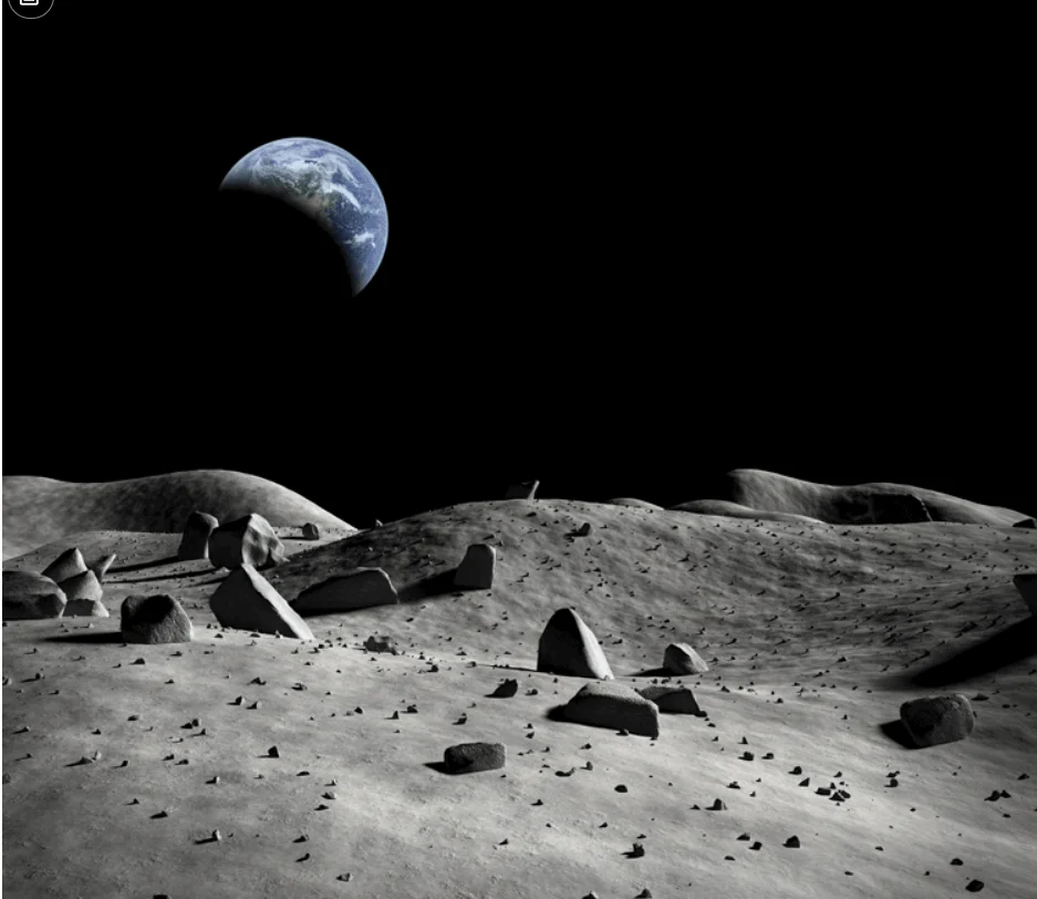 Moon landscape wallpaper Earth 3D stereo wall paper cosmic object Hubble telescope photography large mural