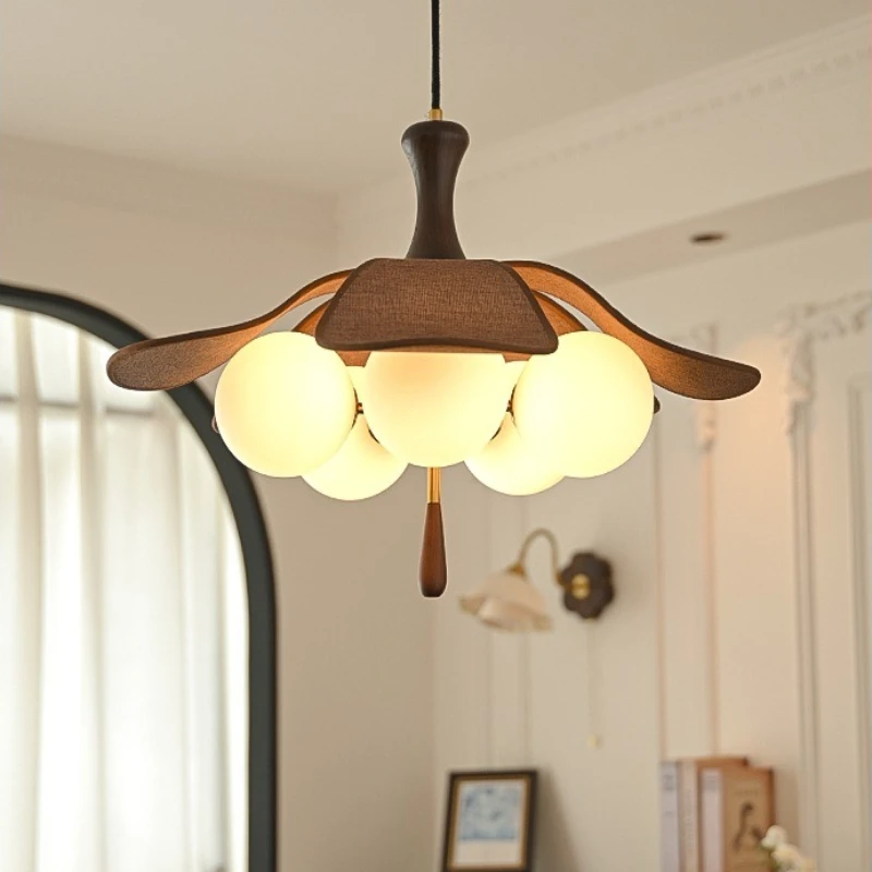 منتصف الطراز القديم الزجاج قلادة أضواء حماية العين الجوز اللون الرجعية غرفة المعيشة وابي سابي غرفة نوم LED الثريات المعلقة #1