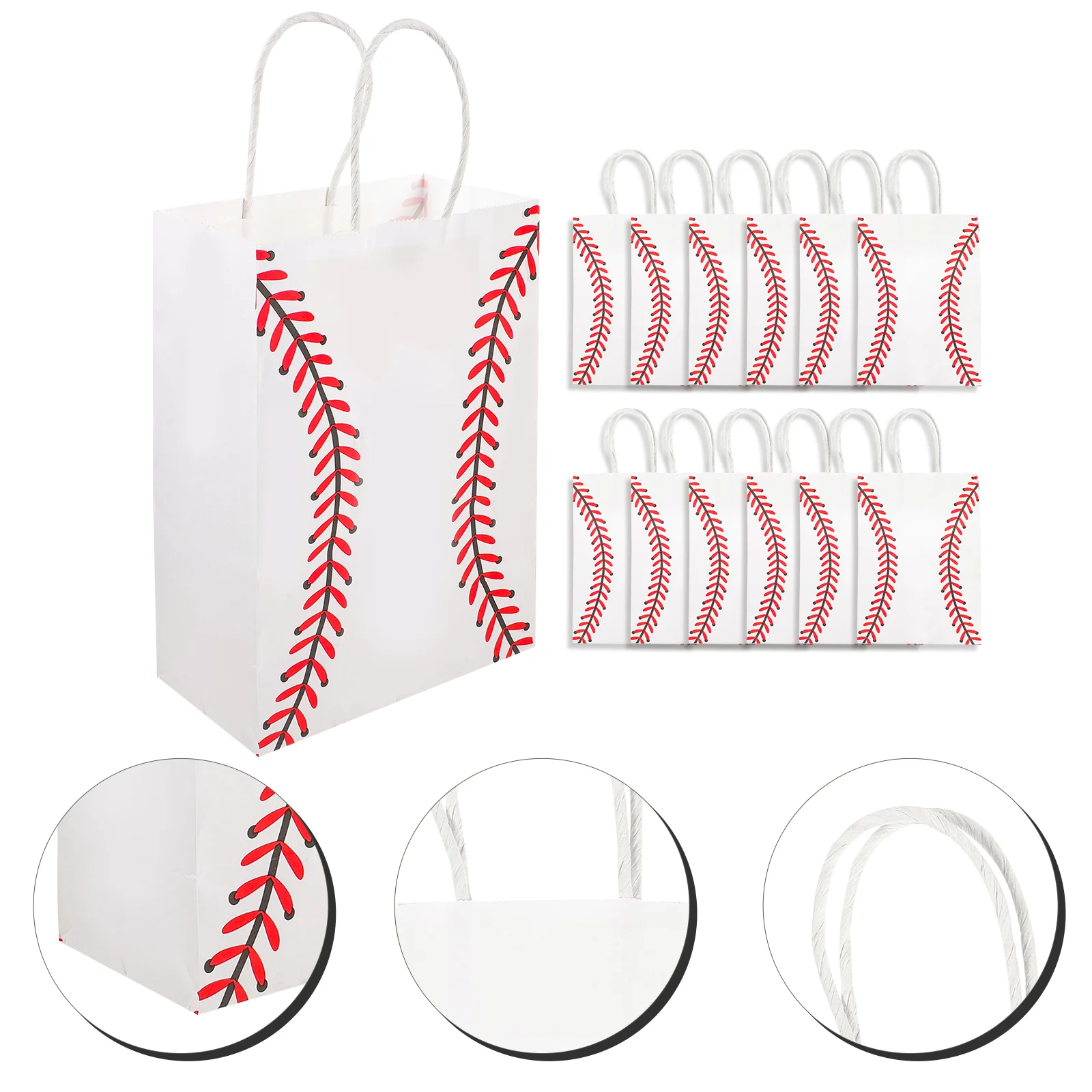 12 Pcs Baseball Bag Sports Themed Paper Bags Party Gift Small Durable Kraft with Handles Shopping