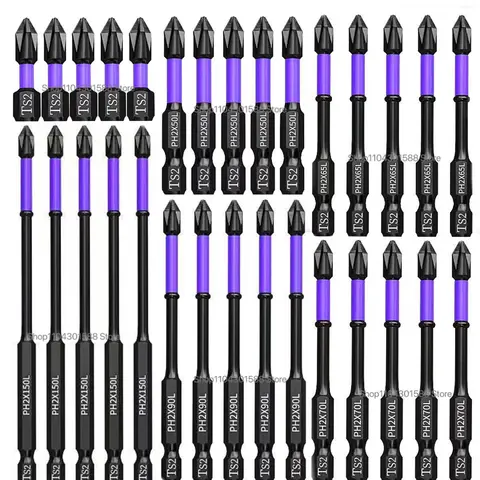 5-60PCS PH2 Impact Driver Bit Set Magnetic Cross Screwdriver Set Impact Drill Bit Screw Alloy Steel Non-slip Cross Screwdriver