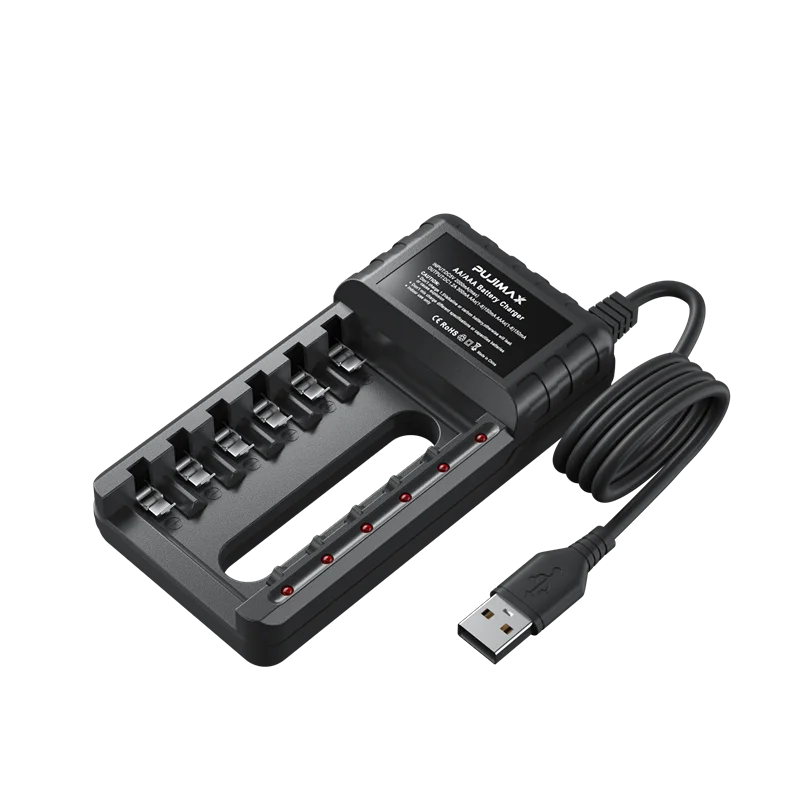 PUJIMAX 8 Slot USB Output Fast Charging Battery Charger Short Circuit Protection Suitable For AA/AAA/Nimh Rechargeable Batteries