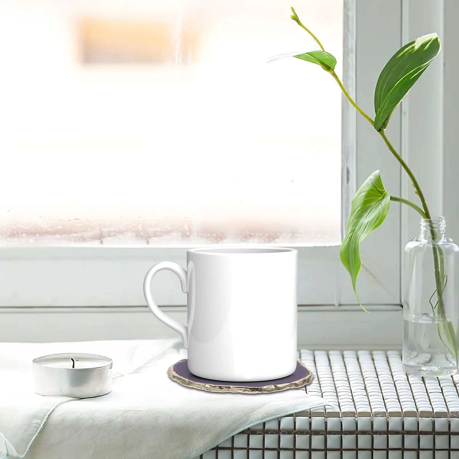 

Gold Edge Natural Agate Coaster Heat Resistant Cup Mat Decorative Table Protective Mat Agate Coaster Coasters Coasters