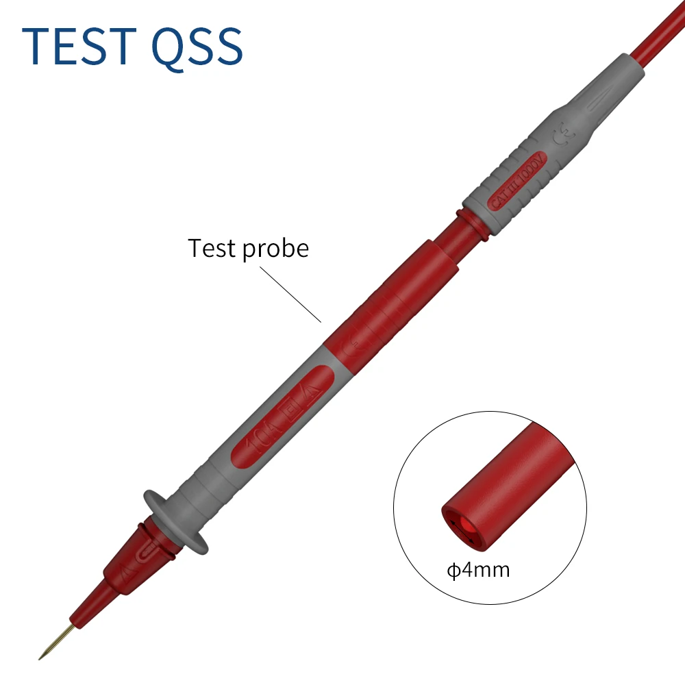 QSS 1 pair Multimeter Test Lead Safety Banana Plug 90 Degree To Straight  Multimeter Test Cable 100cm Q.70041