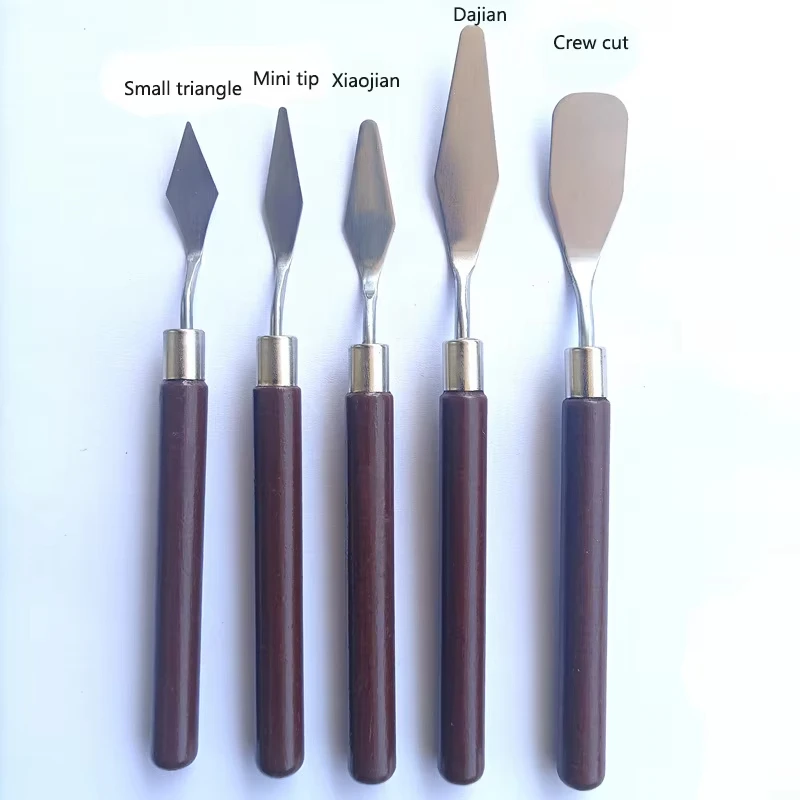 1/3/5/7PCS Watercolor Mixed Art Oil Painting Scraper Set Wood Stainless Steel Gouache Paint Pigment Mixing Knife Hand Tool