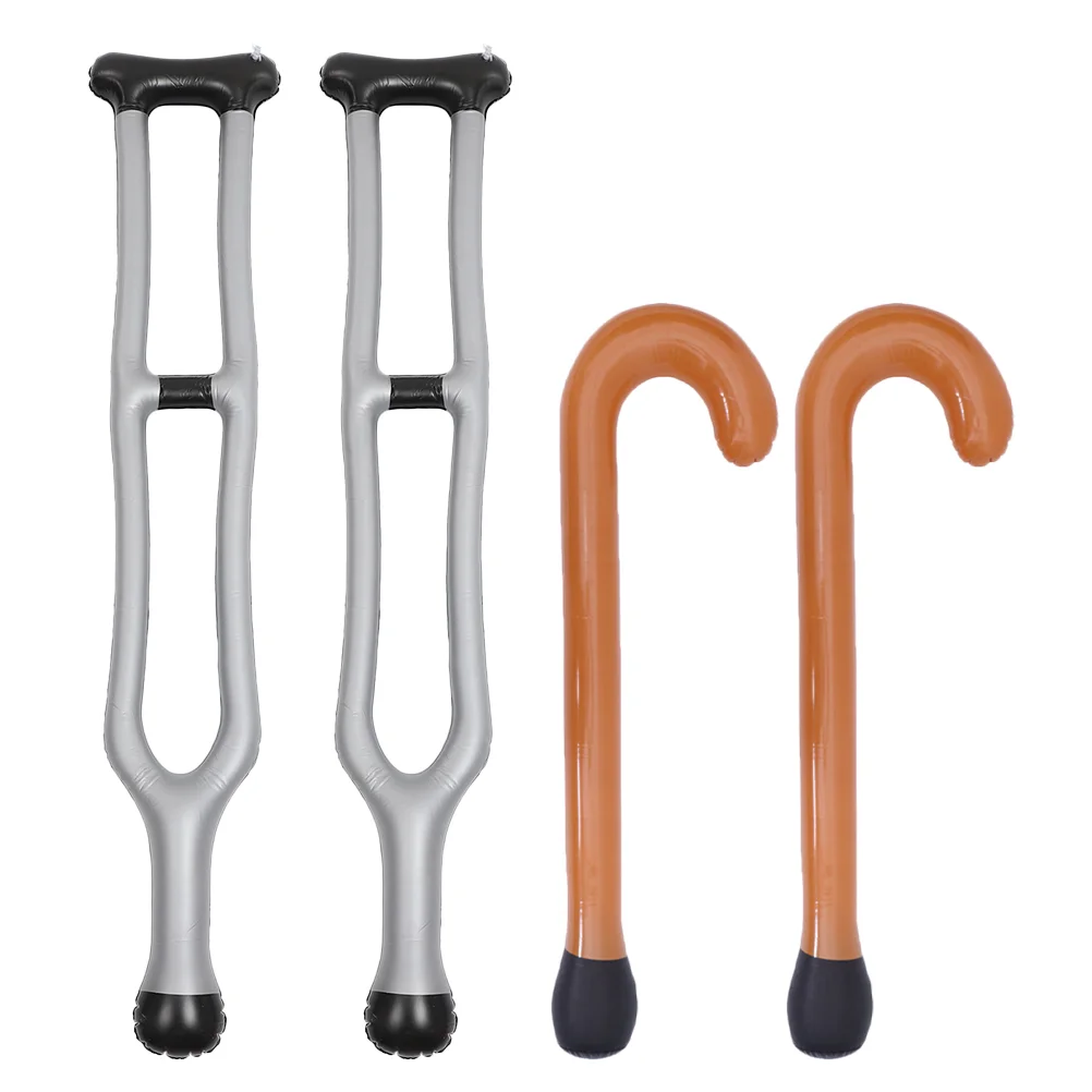 

4 Pcs Inflatable Crutches Toy Simulation Model Sticks Pvc Prop Props Stage Performance