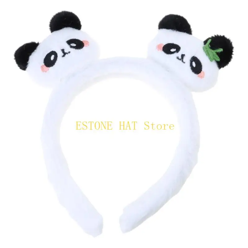 

49MF Cartoon Panda Headband Hair Claw Plush Hairclip Hair Styling Tool Women Scrunchy